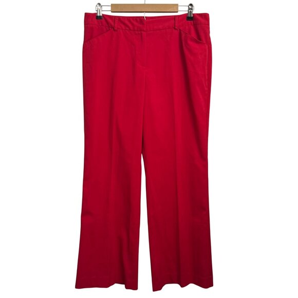 Red Wide-Leg Dress Pants Womens Size 12 By New Directions Polyester Rayon Blend - Picture 1 of 12
